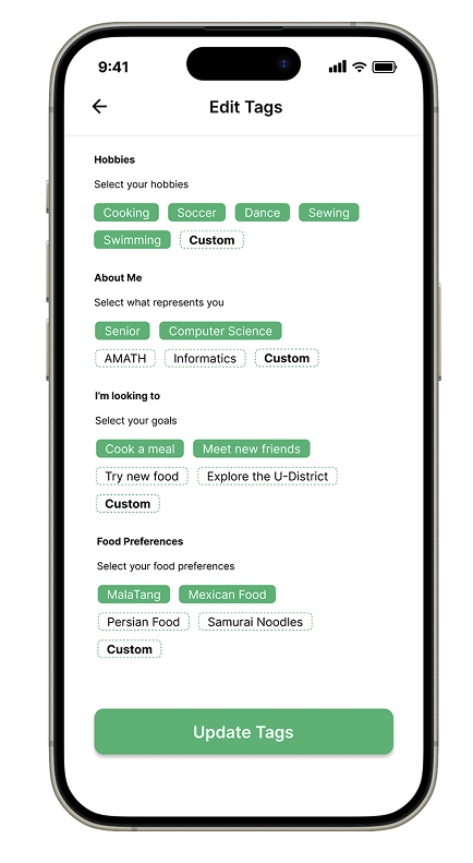 Tags and restaurant saver feature